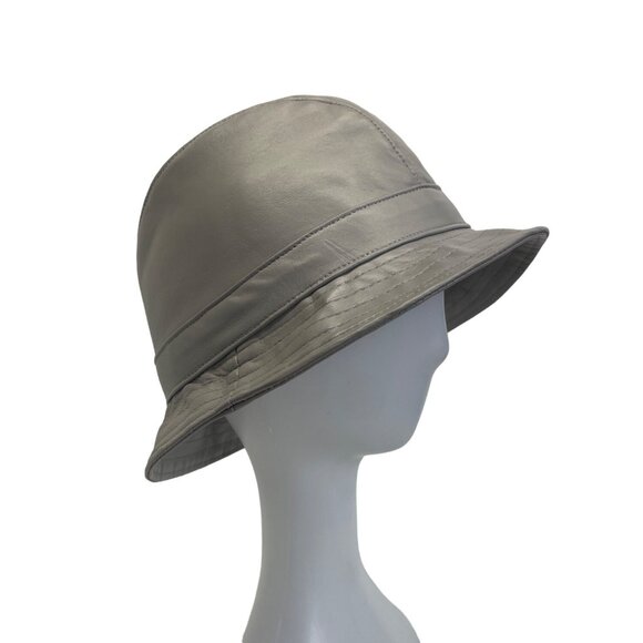 Vintage Kangol Unisex Gray Leather Fedora Hat Sz L -  17in Head Cirunmference - Picture 2 of 13